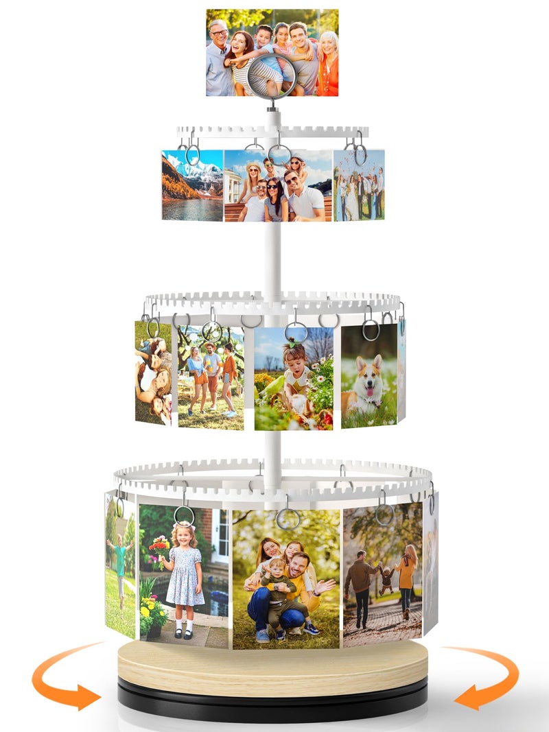 Bikoney Rotating Picture Stand for Display with 30 Clips, 3-Tier Money Tree Gift Card Holder, Polaroid Photo Display Tree for Graduation, Birthday, Holiday, Party, Greeting Cards & Cash Tabletop Decor - Image 1