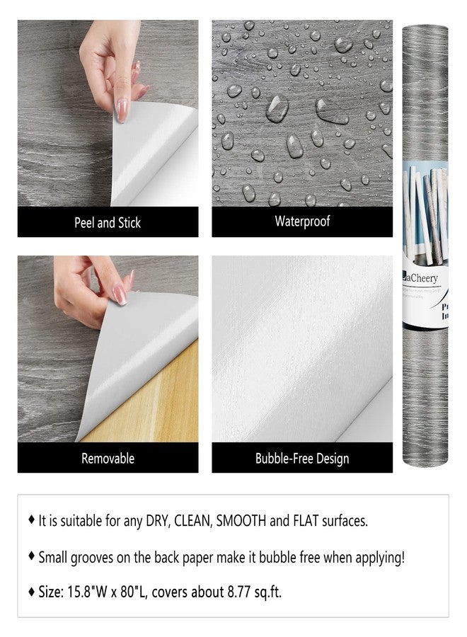 LACHEERY Faux Wood Wallpaper Peel and Stick Grey Wood Contact Paper for Cabinets Self Adhesive Wallpaper Wood Grain Contact Paper Wood Look Matte Kitchen Countertop Contact Paper Waterproof 15.8"x80" - Image 4