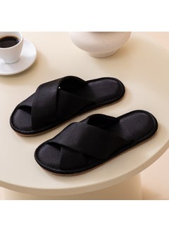 Generic Bridal Red Satin Slippers Set for Couples Black 