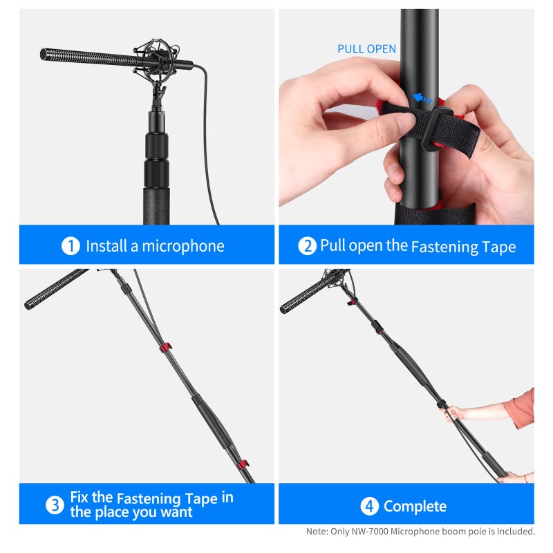NEEWER NW-7000 Microphone Boom Arm, 3 Section Extendable Handheld Mic Arm with 3/8" & 3/8" to 5/8" Screw Adapter, 3ft to 8ft Adjustable Length,Auxiliary - Image 4