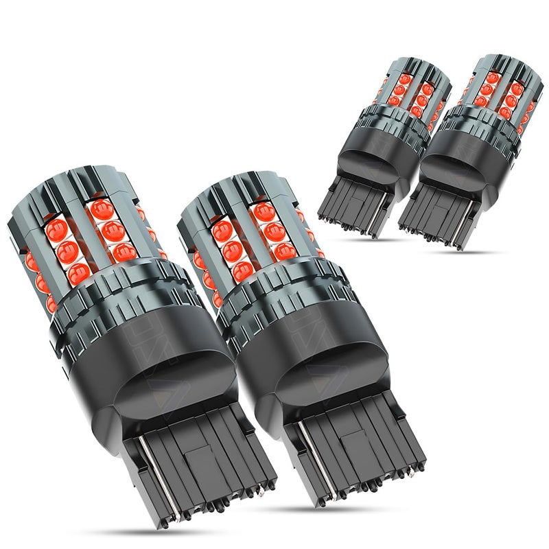 AZQOP 7444 LED BrakeTail Light Bulbs For Chevy Silverado 1500 2500 3500 2015 2016 2017 2018 2019 2020 2021 2022 300 Brightness Brilliant Red 7440R 7443R Taillight Plug and Play Waterproof Pack of 4 - Image 2