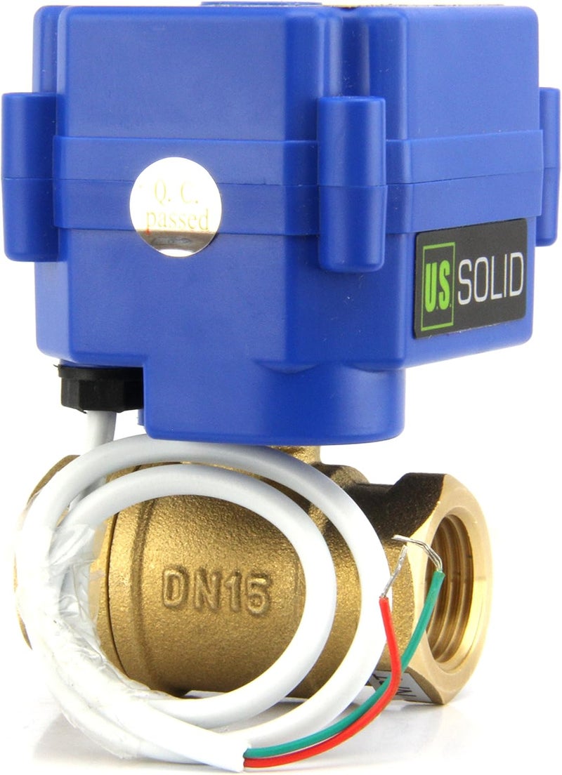 U.S. Solid Motorized Ball Valve- 1/2" Brass Ball Valve with Full Port, 9-24V AC/DC and 2 Wire Auto Return Setup - Image 3