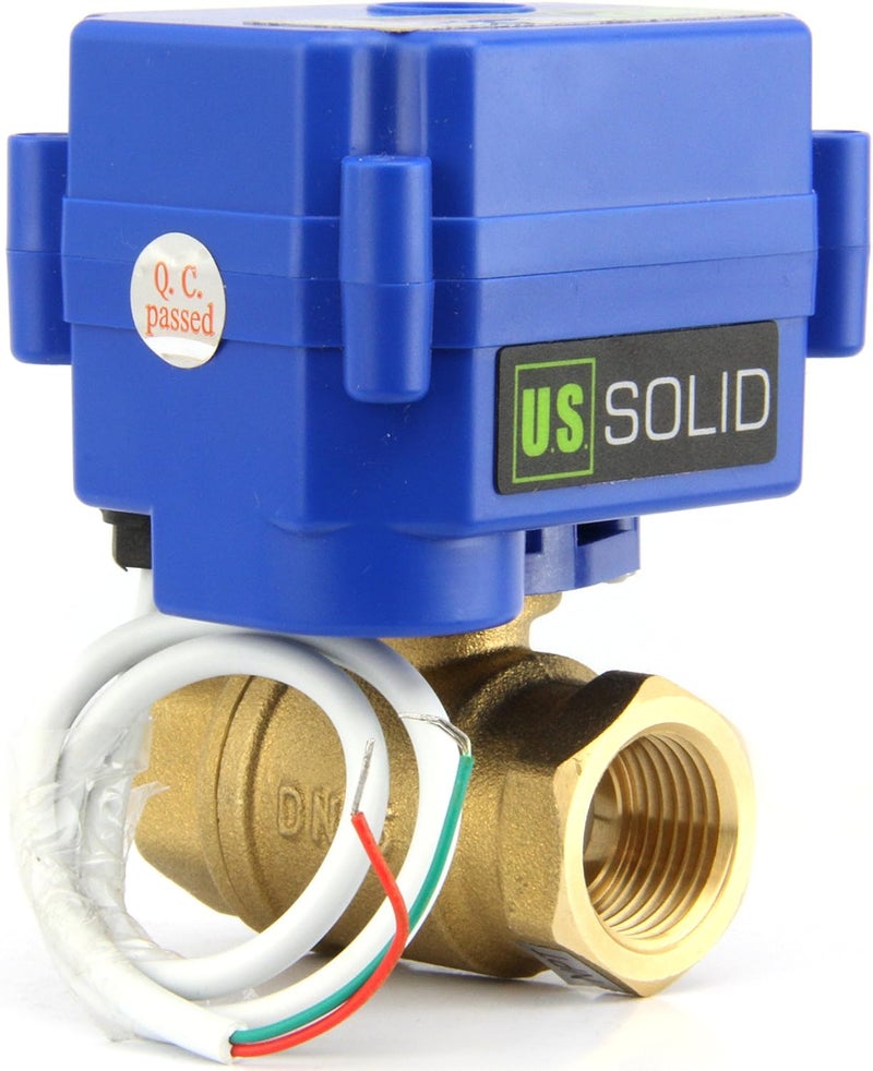 U.S. Solid Motorized Ball Valve- 1/2" Brass Ball Valve with Full Port, 9-24V AC/DC and 2 Wire Auto Return Setup - Image 2