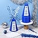 Rotatingpals 24 Pcs Blue Cheer Megaphone Bulk Plastic DIY Megaphone Party Accessory Cheerleading Centerpiece Decor for School Cheers Sports Match Game Outdoor Activities Blue White Table Decor - Image 4