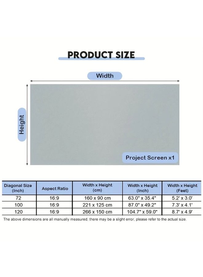 YJMOYE 100 Inch Portable Projector Screen 16 9 HD Anti Light Soft Fabric Cloth For LCD LED Video Projectors Easy Installation Polyester Material Foldable Design Ideal For Presentations Home Theater Movies On Wall - Image 4