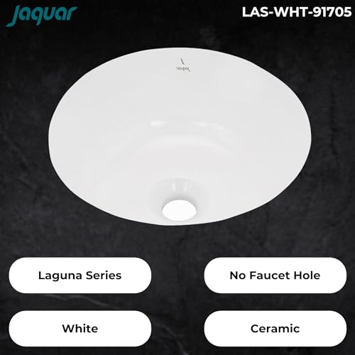 JAQUAR Laguna Series Under Counter WASH Basin (White) | 350x350x160mm, Round | Ceramic Basin/Sink for Bathroom, Living Room | NOT Table/Counter Top | LAS-WHT-91705 - Image 3