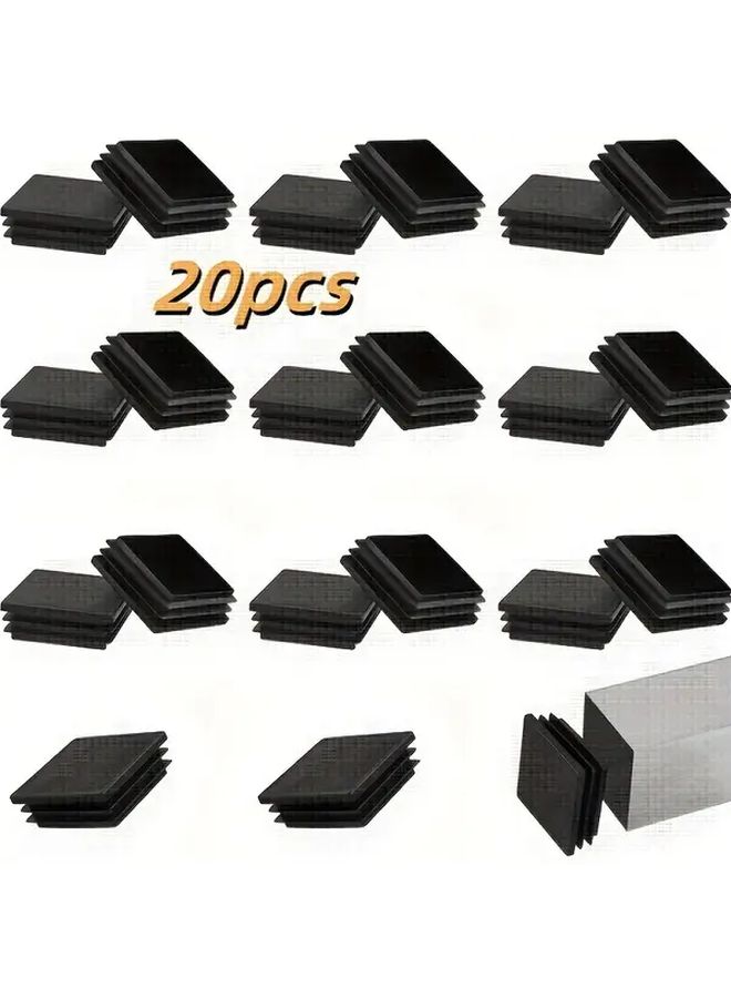 20pcs Square Tube End Caps Connectors Plugs For Post Fence Pipe Cover Chair - Image 1
