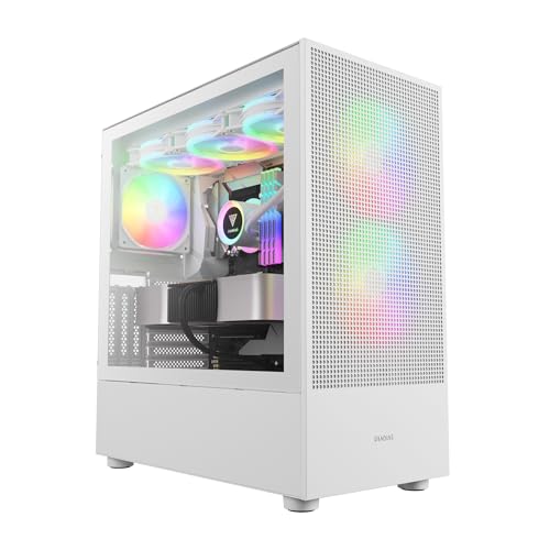 Gamdias White E-ATX Mid Tower Gaming Computer PC Case w/Tempered Glass, USB Type-C, Built-in 2x140mm & 1x120mm PWM ARGB Fans, Up to Radiators/AIO 360mm, 390mm GPU/VGA RTX 40 Series, 180mm CPU Cooler - Image 1