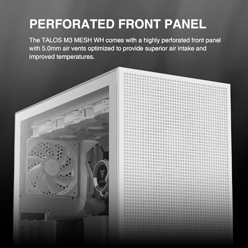 Gamdias White E-ATX Mid Tower Gaming Computer PC Case w/Tempered Glass, USB Type-C, Built-in 2x140mm & 1x120mm PWM ARGB Fans, Up to Radiators/AIO 360mm, 390mm GPU/VGA RTX 40 Series, 180mm CPU Cooler - Image 3