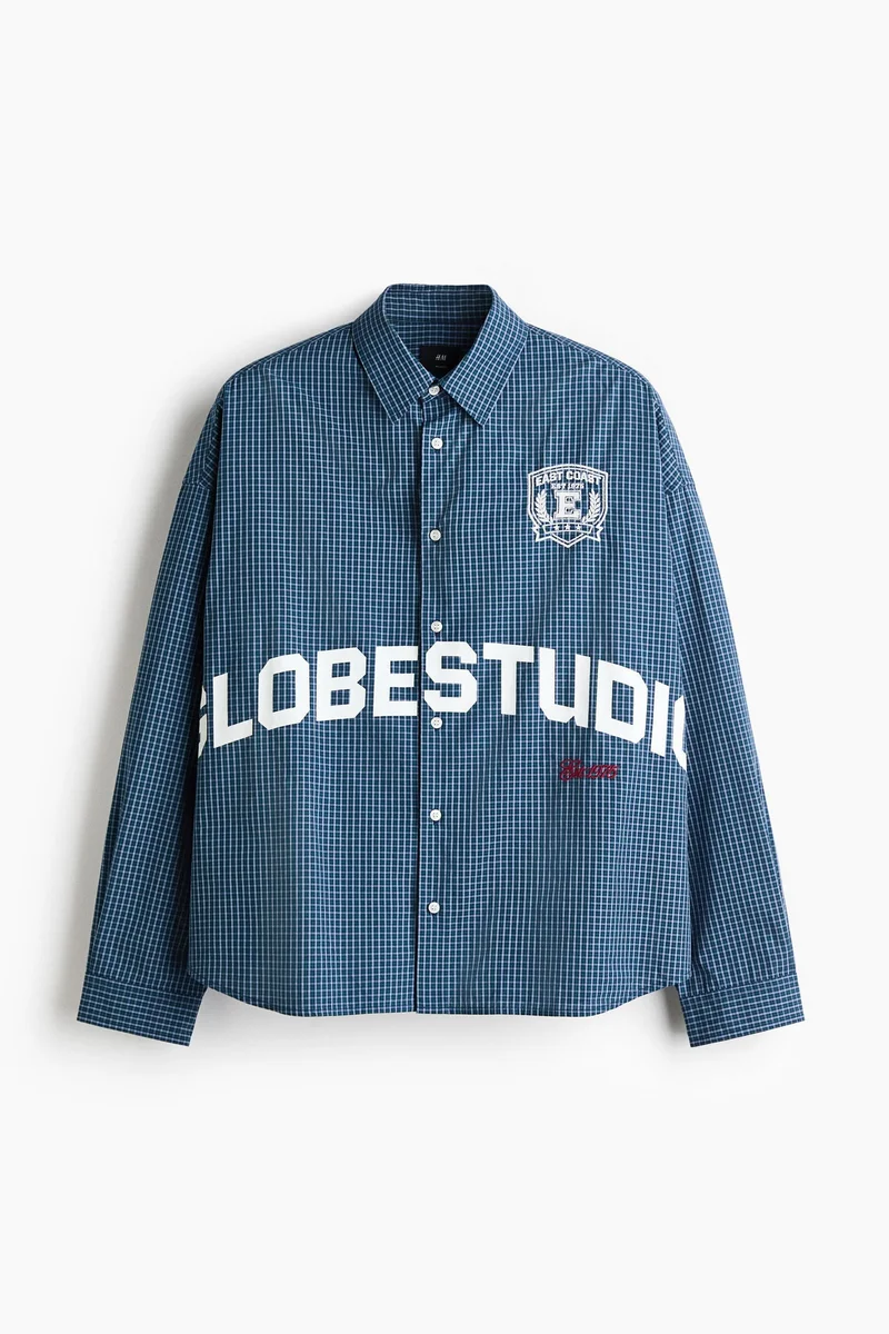 Relaxed Fit Motif-detail cotton shirt