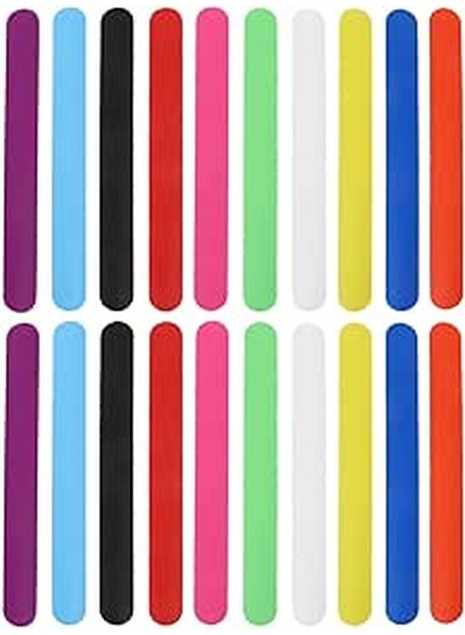 Silicone Slap Bracelets 20 Pack Rainbow Colors DIY Wristbands Party Favors Sensory Toys - Image 1