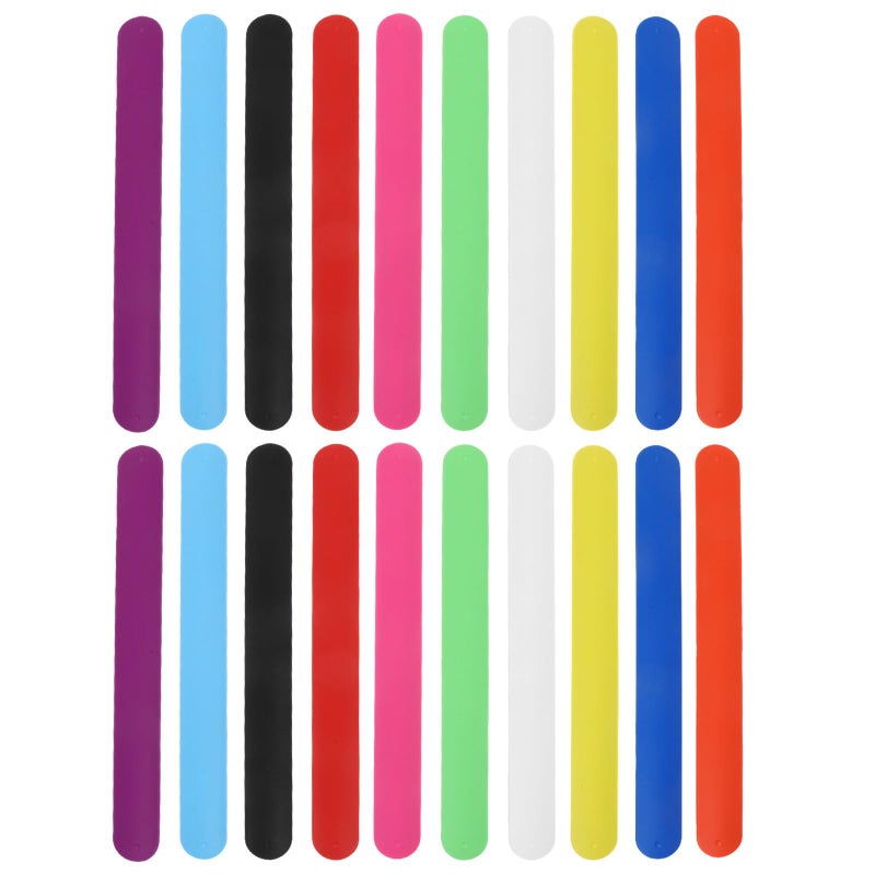 Silicone Slap Bracelets 20 Pack Rainbow Colors DIY Wristbands Party Favors Sensory Toys - Image 2