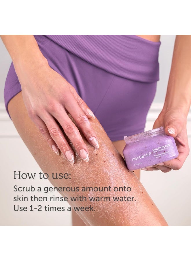 Nectar Life سكراب للجسم، مقشّر لطيف يحتوي على زبدة الشيا وزيت جوز الهند لترطيب البشرة، خالٍ من البارابين والمواد الكبريتية (SLS)، غير مُختبر على الحيوانات، عناية بالبشرة للنساء والفتيات، مصنوع يدويًا وطازجًا، 8 أونصات (لافندر). - Image 4