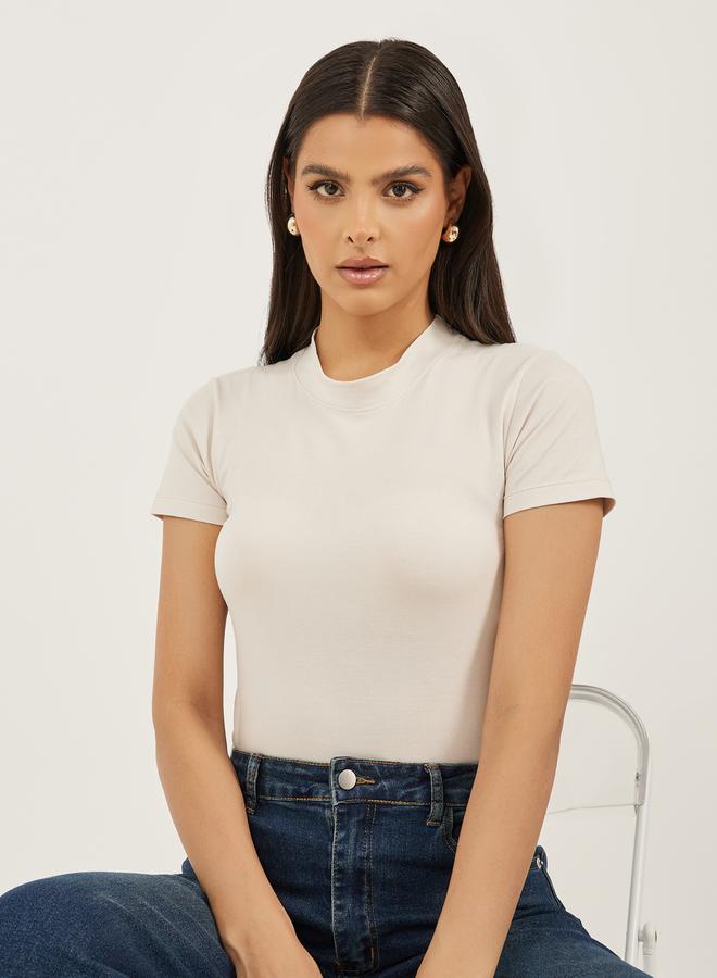 Styli Pack of 2 - Cotton Stretch Fitted High Neck T-Shirt  - Image 2