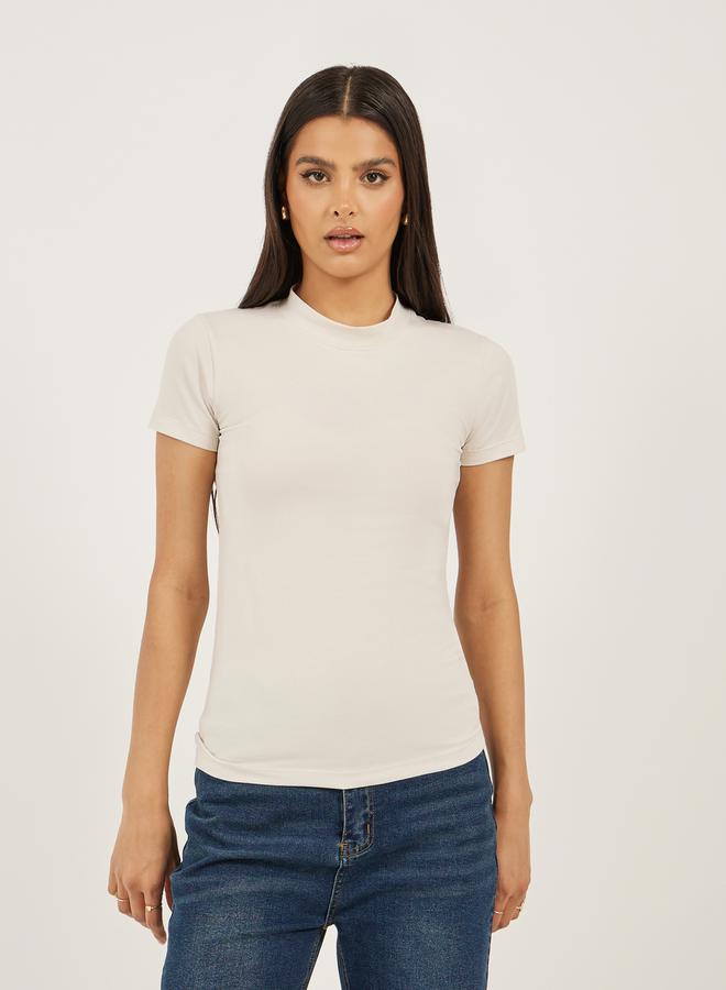 Styli Pack of 2 - Cotton Stretch Fitted High Neck T-Shirt  - Image 3