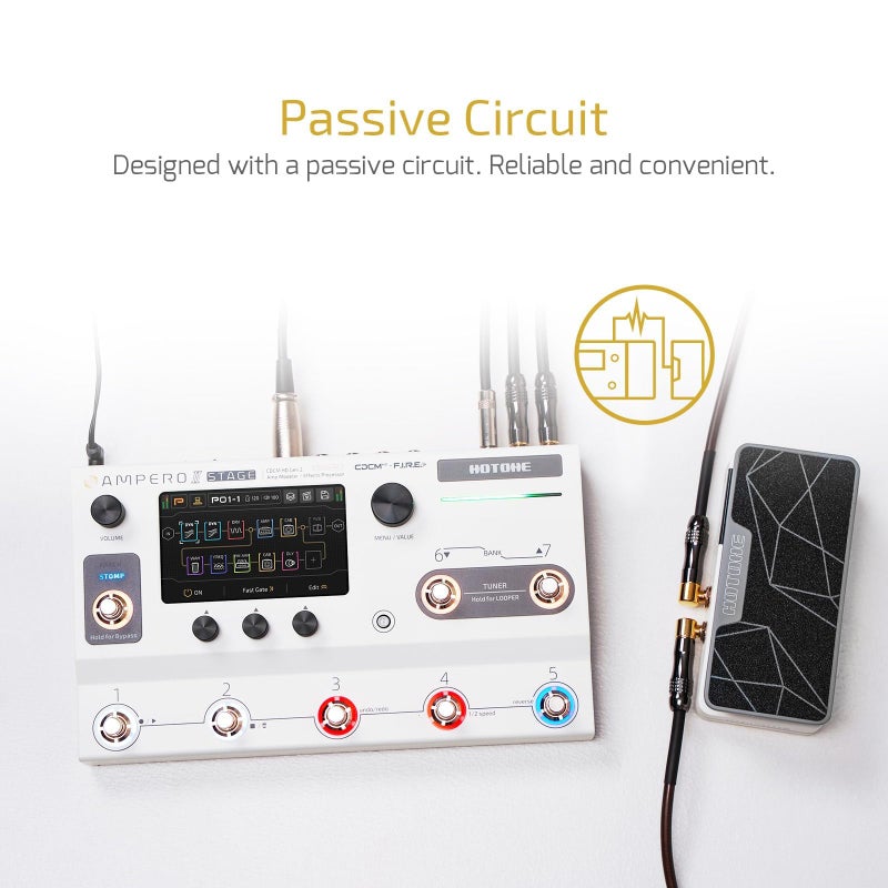 HOTONE Multi-function 4 in 1 Switchable Volume & Expression Pedal with Buffer switch and Visible Tuner SP-30T(Included 1 PCS Additional 15 CM TS Cable By VOLKTONE) - Image 5