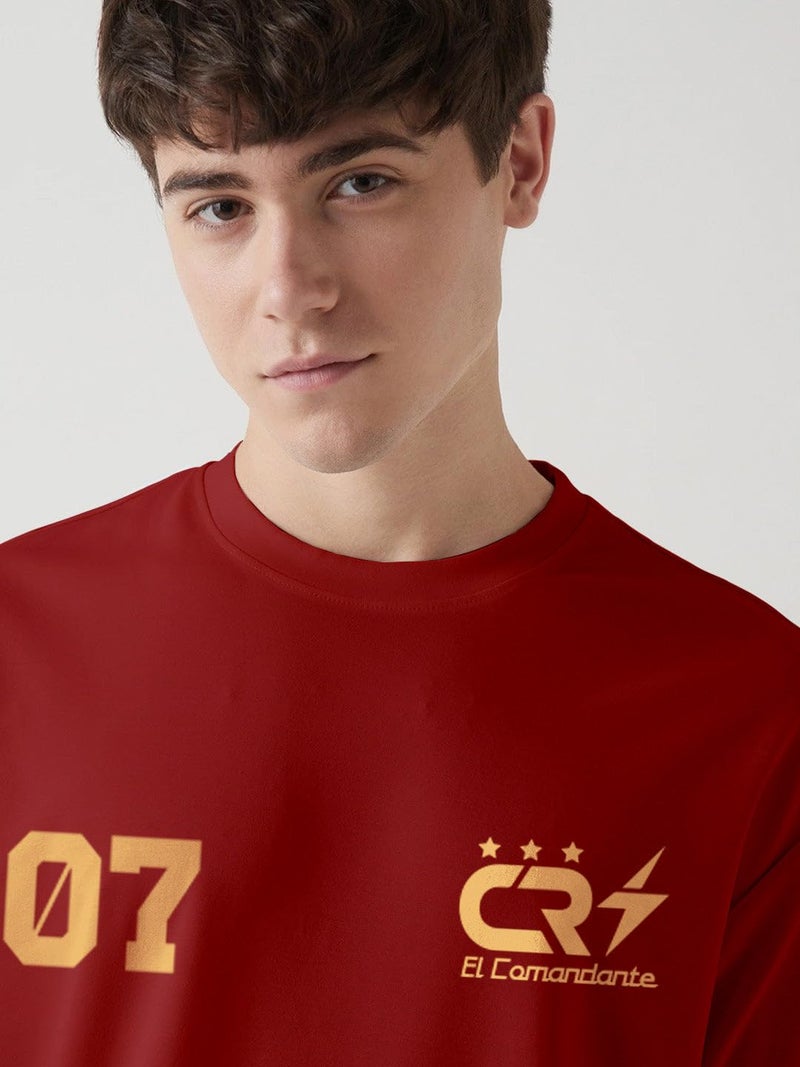 crazymonk CR7 Oversized T-Shirt - Red & Olive Green- L - Image 4