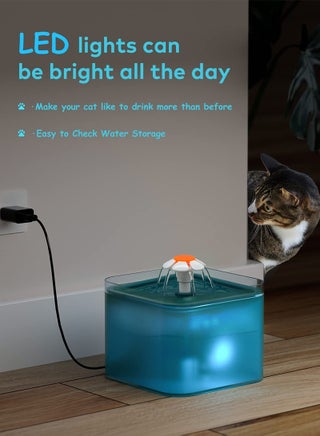 Automatic Cat Water Fountain Ultra Silent Cat Fountain 67oz/2L With LED Light Activated Carbon Filter Pet Water Fountain For Cats And Small Dogs 16*16*12.6cm - view 4