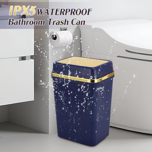 WSBArt Bathroom Trash Can with Lid 4 Gallon Trash Can with Swing Lid Navy Blue Small Garbage Can Bathroom Garbage Can with 300 Counts Trash Bags for Kitchen Bedroom Office - Image 3