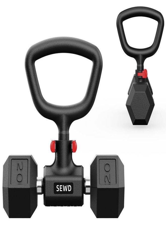 SEWD Dumbbell Kettlebell Converter - Turn Dumbbells into Kettlebell for Home Gym Workout - Adjustable Weights & Up to 110LB Capacity - 90-Degree Rotating Handle - Red - Image 2