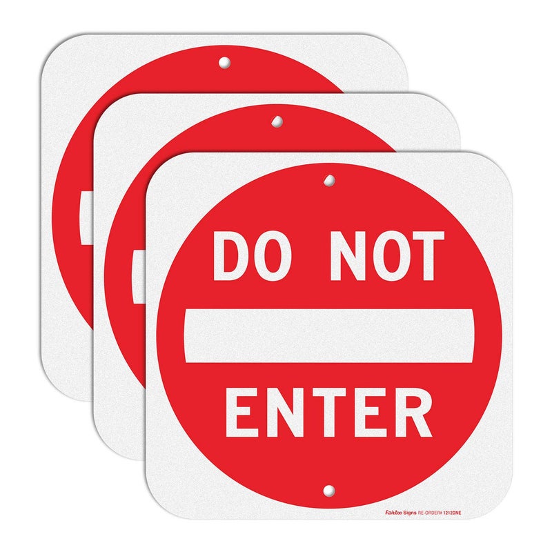 Faittoo Do Not Enter Sign,12x12 Inch Square .040 Aluminum,Reflective Rust Free Metal Sign,Fade/Weather Resistant,Easy to Mount,Indoor/Outdoor Use (3 Pack) - Image 1