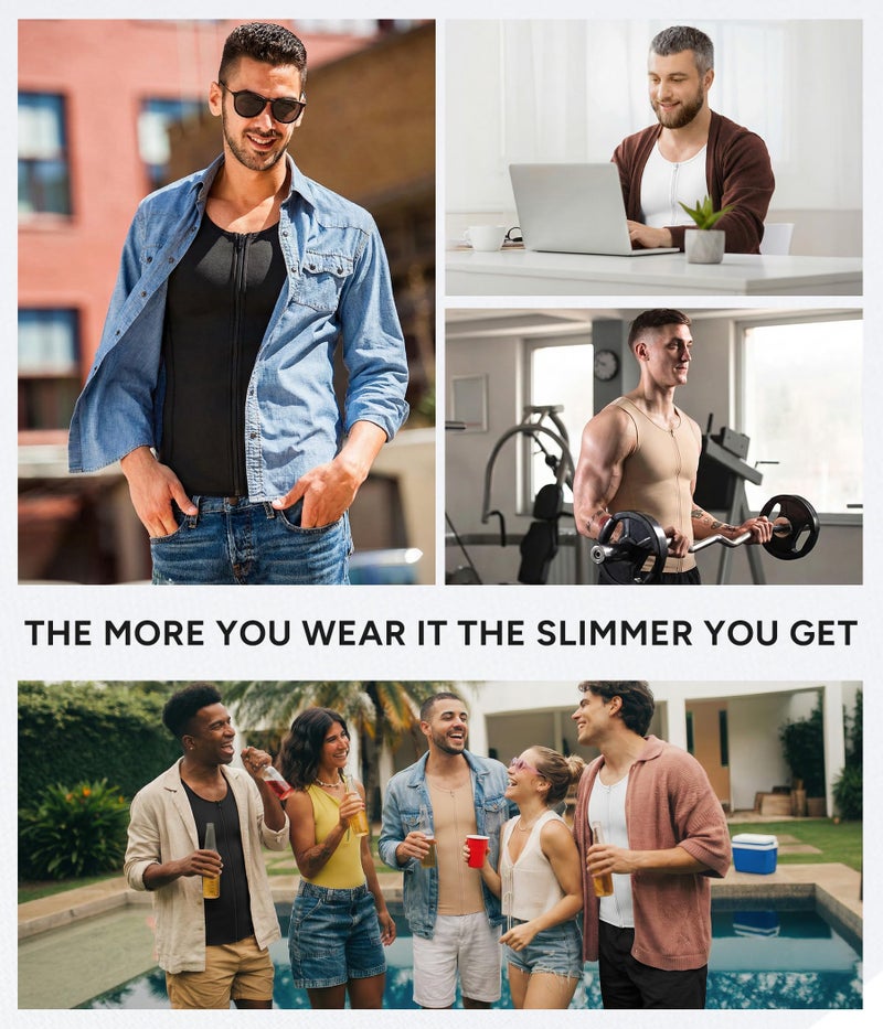 Nebility Mens Shapewear Fajas para Hombres Compression Shirt Men Body Shaper Tank Top Compression Undershirt Vest Sleeveless, Black - 4XL - Image 2