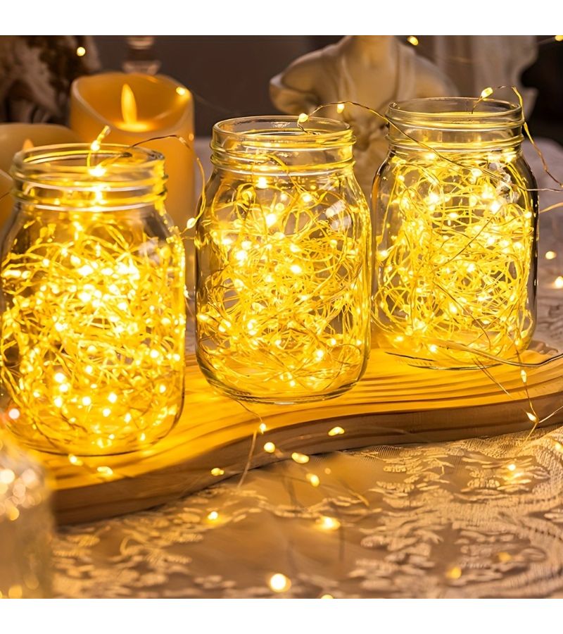 أبيض دافئ 6 قطع 9.84 قدم 30 لمبة LED أضواء خيطية سحرية تعمل بالبطارية لتزيين حفلات الزفاف والمناسبات - Image 1