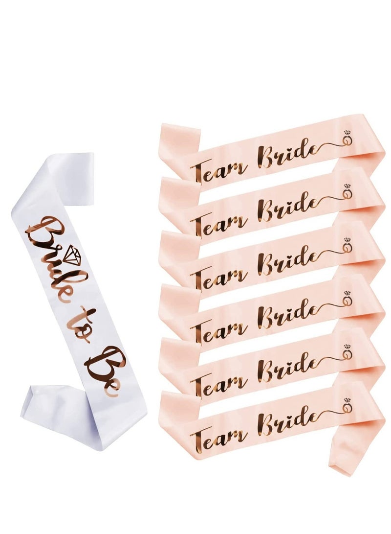 Team Bride Sash Set- 1 White Bride to Be Sash and 6 Team Bride Sashes Bachelorette Party Supplies Bachelorette Sash Bridesmaid Sashes for Bridal Party & Wedding 7pcs - Image 4