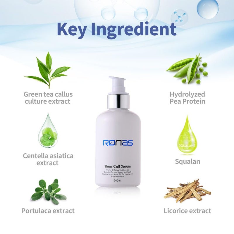 Ronas Stem Cell Serum Korean Facial Moisturizer with Hyaluronic Acid, Licorice Extract, Squalan Face Serum For Women Revitalizing, Skin Barrier Strengthening 6.76fl.oz - Image 4