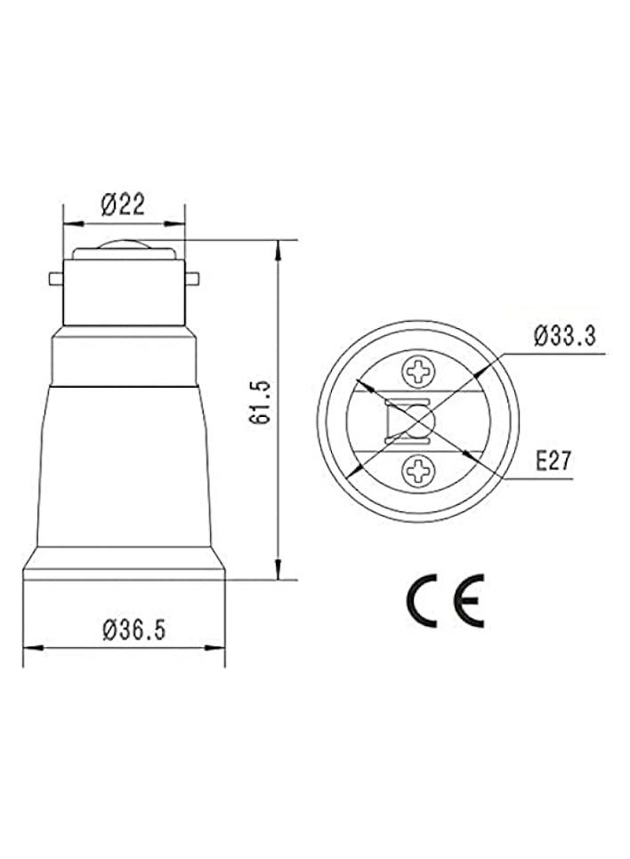 erorex 2Pcs B22 to E27 Lamp Holder Converter Base Bulb Socket Adapter LED Light Screw Adapter Converter - Image 2
