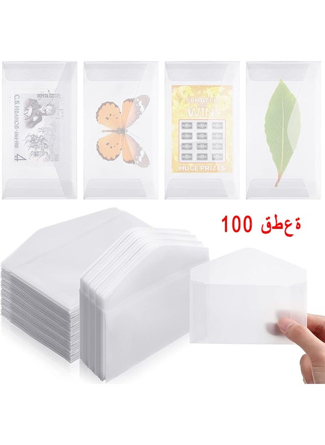 HS 100 PCS Glassine Envelopes, Tissue Seed Envelopes, Coin Envelopes, Clear Envelopes For Collecting Lottery Ticket Stamp Card Coin Gift Wedding Guest Favor Supplies, 3.9 x 2.7 Inches  - Image 1