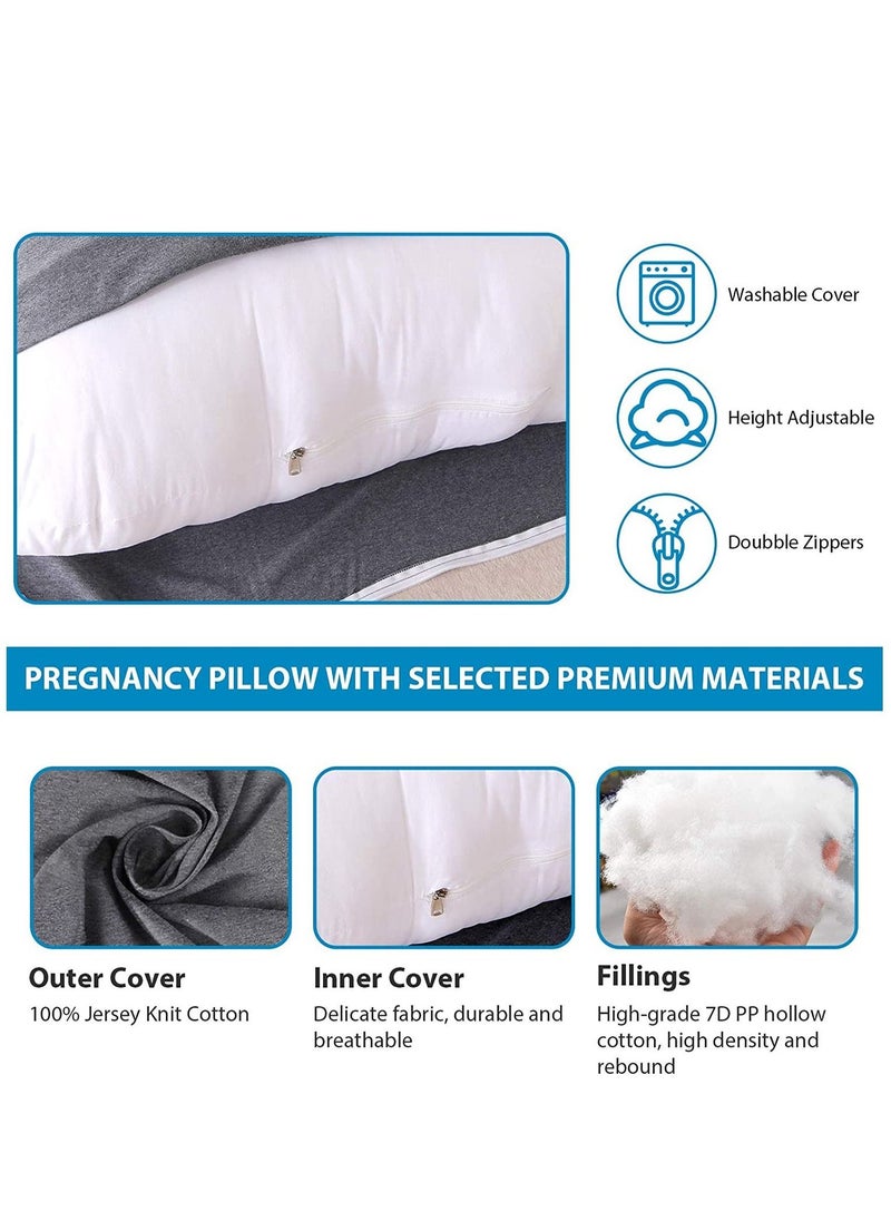 Arabest Soft Pregnancy Pillow 145 cm C Shaped Full Body Pillow with Removable Cooling Cover Maternity Pillow for Pregnant Women Dark Grey  - Image 3