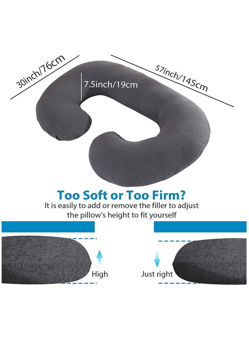 Arabest Soft Pregnancy Pillow 145 cm C Shaped Full Body Pillow with Removable Cooling Cover Maternity Pillow for Pregnant Women Dark Grey  - Image 2
