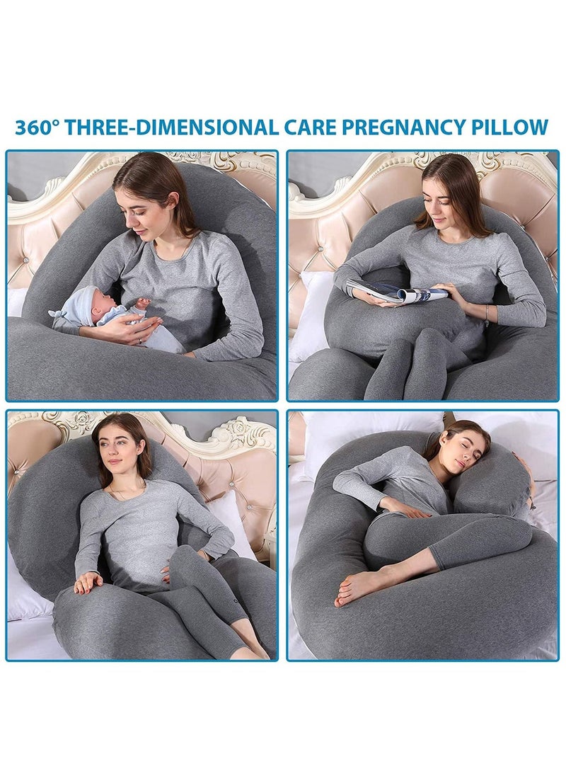 Arabest Soft Pregnancy Pillow 145 cm C Shaped Full Body Pillow with Removable Cooling Cover Maternity Pillow for Pregnant Women Dark Grey  - Image 5