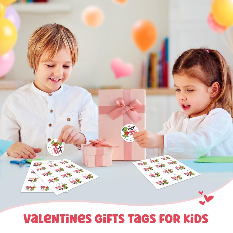 FLYAB Valentines Stickers for Kids 72PCS 1.5 Inch You are Dino-Mite Valentine Labels Circle Valentines Day Tags for Gifts to and from Gift Tags Envelope Seals - Image 4