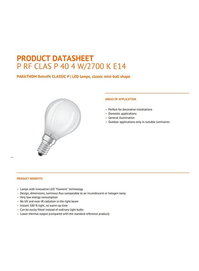 OSRAM E14 LED Bulb 4W Warm White Retrofit Class P 827 / 2700K - Image 5