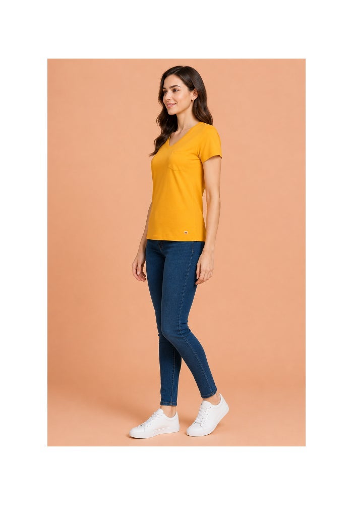 amswan PREMIUM COTTON SOLID V- NECK HALF SLEEVE T-SHIRTS - Image 2