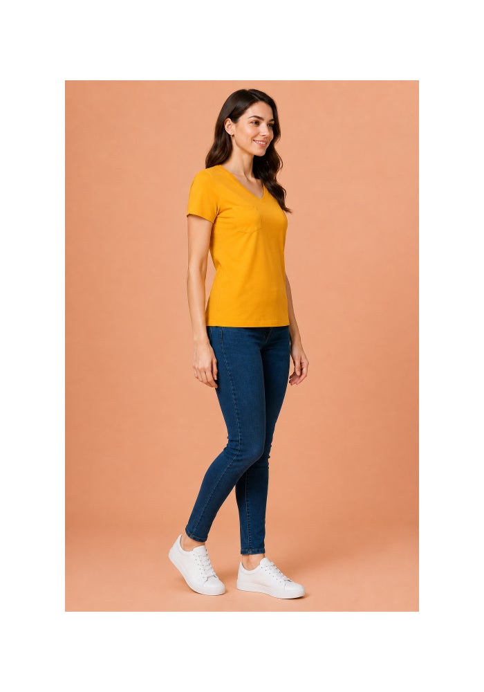 amswan PREMIUM COTTON SOLID V- NECK HALF SLEEVE T-SHIRTS - Image 3