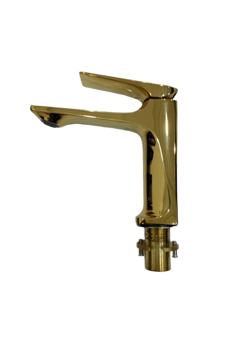 "Brass Gold Basin Mixer Tap | Single Handle Bathroom Faucet for Washroom" - Image 2