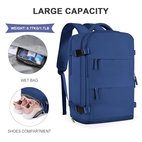 coowoz Travel Backpack for Women Men,Carry On Backpack,Hiking Backpack Outdoor Sports Rucksack Casual Daypack Travel Essentials Royal Blue - Image 5