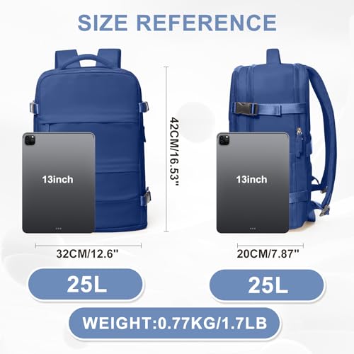 coowoz Travel Backpack for Women Men,Carry On Backpack,Hiking Backpack Outdoor Sports Rucksack Casual Daypack Travel Essentials Royal Blue - Image 4