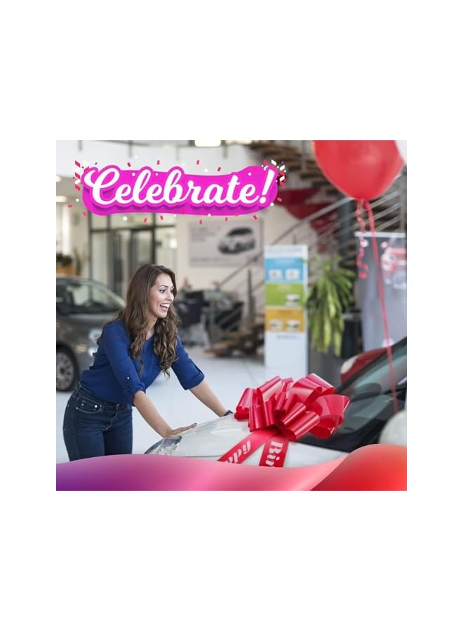 The Bros Pull Bows, 30" Gift Bows Giant Bow for Car Birthday Bow, Bow for Gifts for Present Bouquet Floral Arrangements Birthday Wedding Decoration(RED) - Image 2