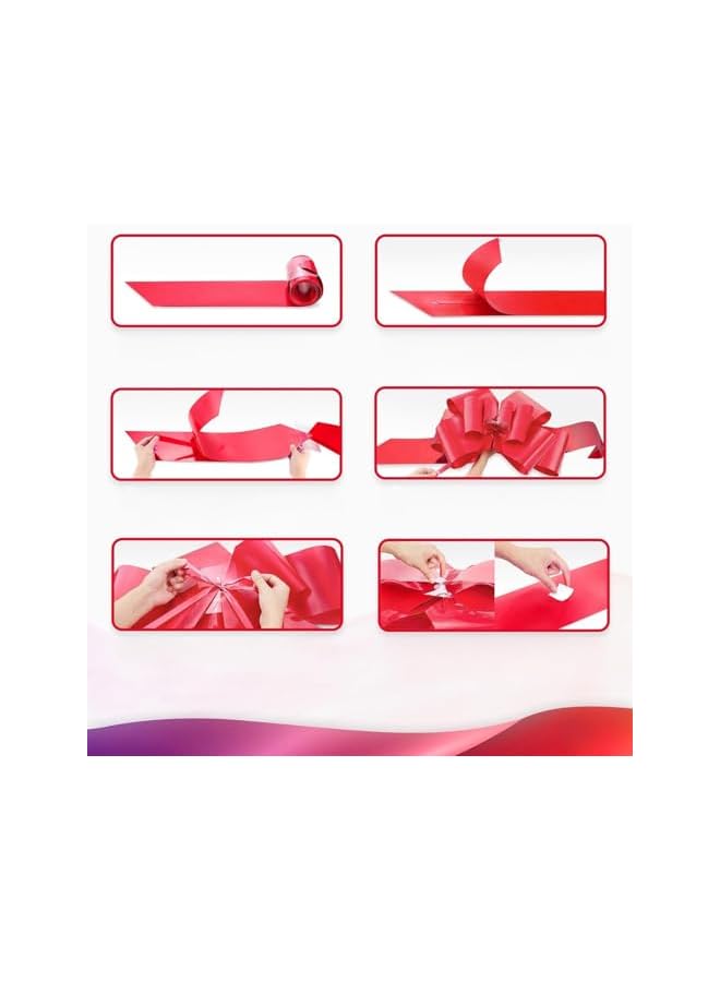 The Bros Pull Bows, 30" Gift Bows Giant Bow for Car Birthday Bow, Bow for Gifts for Present Bouquet Floral Arrangements Birthday Wedding Decoration(RED) - Image 4