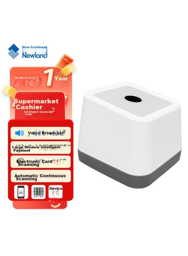 Newland صندوق دفع كود QR Fr21، منصة ماسح 1d/2d، ماسح شاشة، ماسح كود QR لصندوق المطعم، بث صوتي Wechat، صندوق أبيض صغير - Image 2