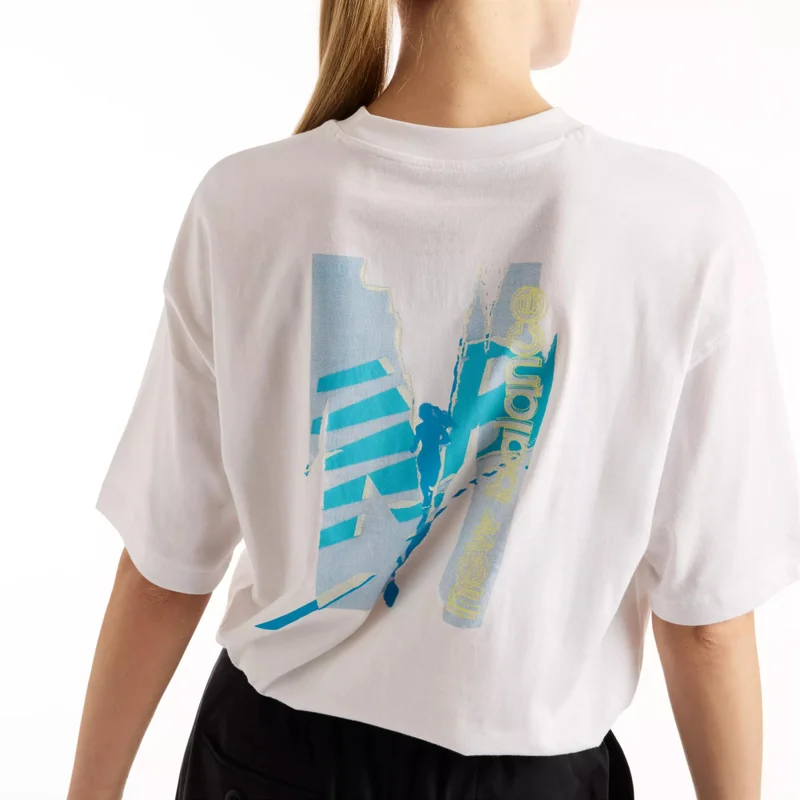 New Balance White Women's Collage Oversized T-Shirt for Women | Best Price UAE