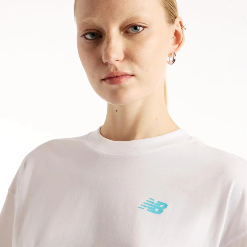 New Balance White Women's Collage Oversized T-Shirt for Women | Best Price UAE
