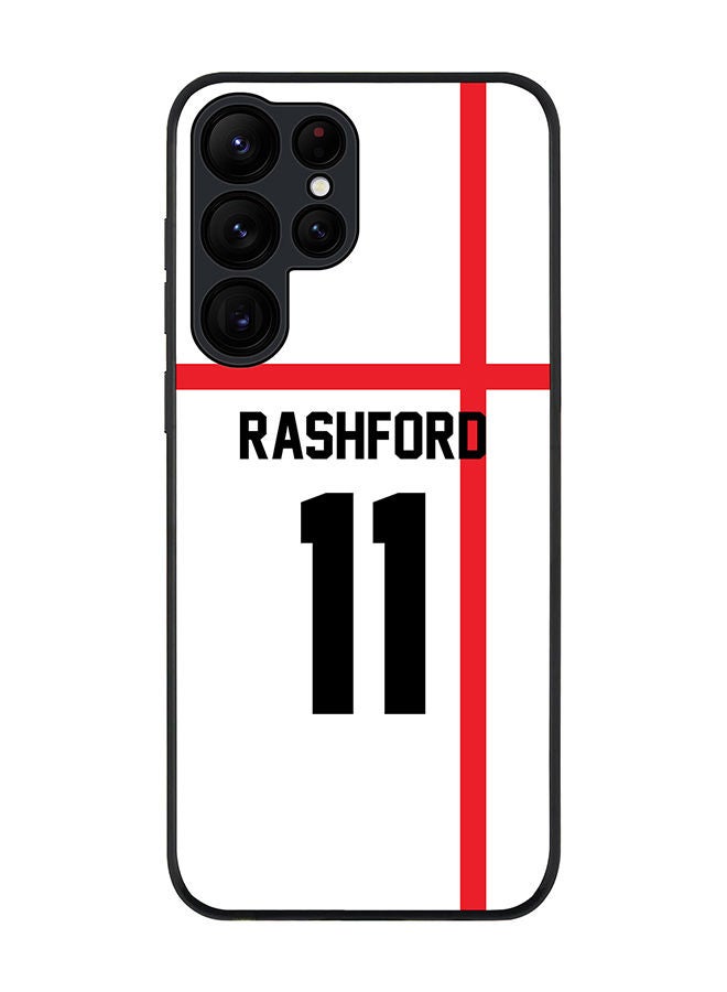 Stylizedd Rugged Black edge case for Samsung Galaxy S22 Ultra 5G Slim fit Soft Case Flexible Rubber Edges Anti Drop TPU Gel Thin Cover - Football Team - England Player Name - Rashford - Image 1