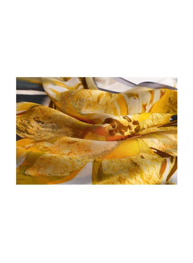 MEISEE 100% Mulberry Silk Long Scarf for Women Large Oblong Sunscreen Shawls Wraps Neck Headscarf Hair Wraps Gift Packed, 23-yellow Flowers, 67*21in - Image 4
