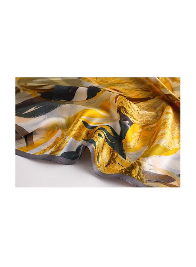 MEISEE 100% Mulberry Silk Long Scarf for Women Large Oblong Sunscreen Shawls Wraps Neck Headscarf Hair Wraps Gift Packed, 23-yellow Flowers, 67*21in - Image 3