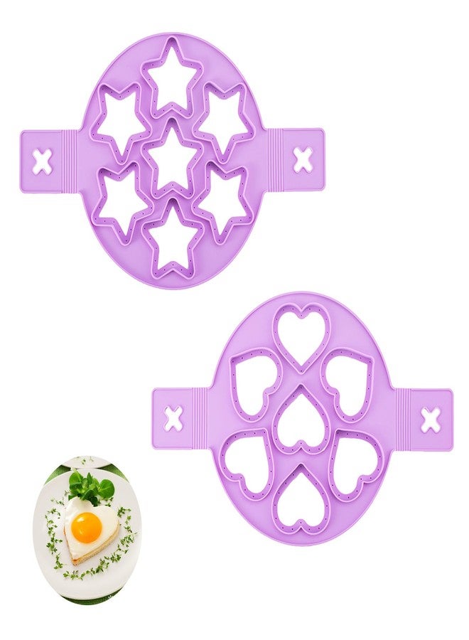 Agatige 2PCS Pancake Maker Mold, 7 Cavity Star/Heart Shape Nonstick Reusable Mini Flip Pancake Maker Egg Ring Kitchen Baking Cooking Tool for Kitchen - Image 1